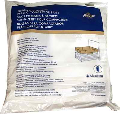 W10165295RP Whirlpool Kenmore 15" Trash Compactor Bags 15 Pack